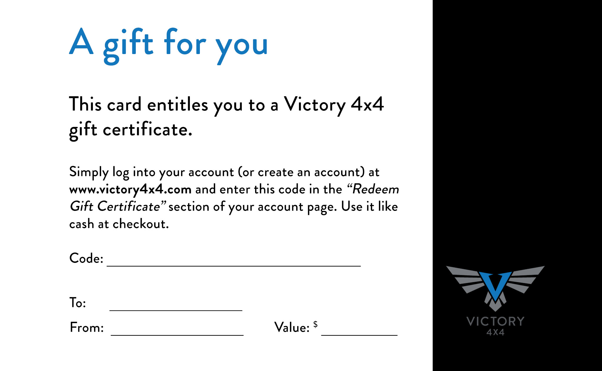 Victory 4x4 Gift Card